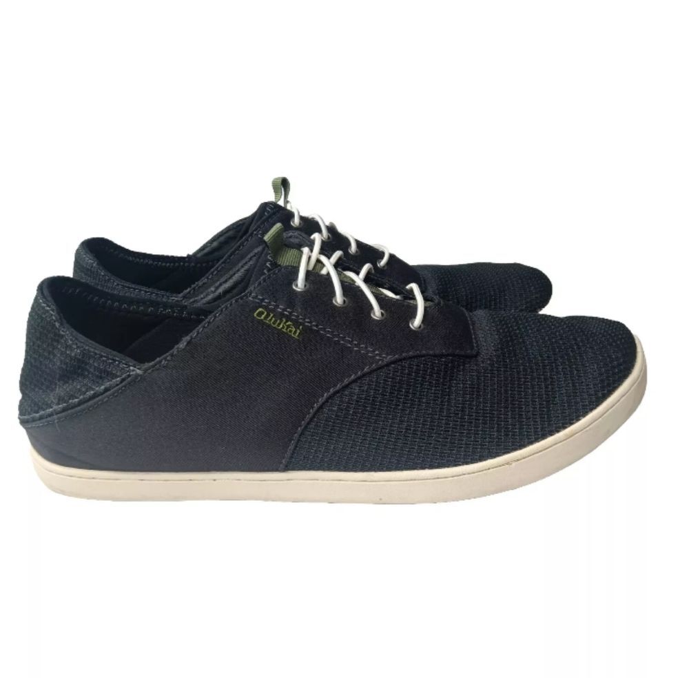 OluKai Men's Nohea Mesh Slip-on Shoes Black~ Green Size 11 M Retail $125